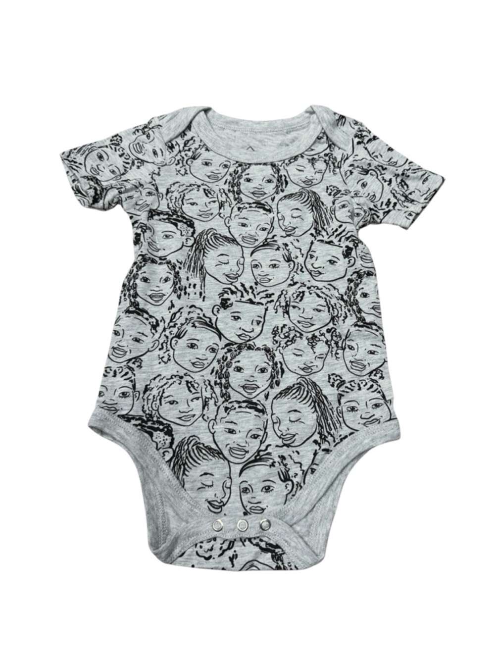 Well Worn Los Angeles Grey Illustrated Faces Baby One-Piece Bodysuit